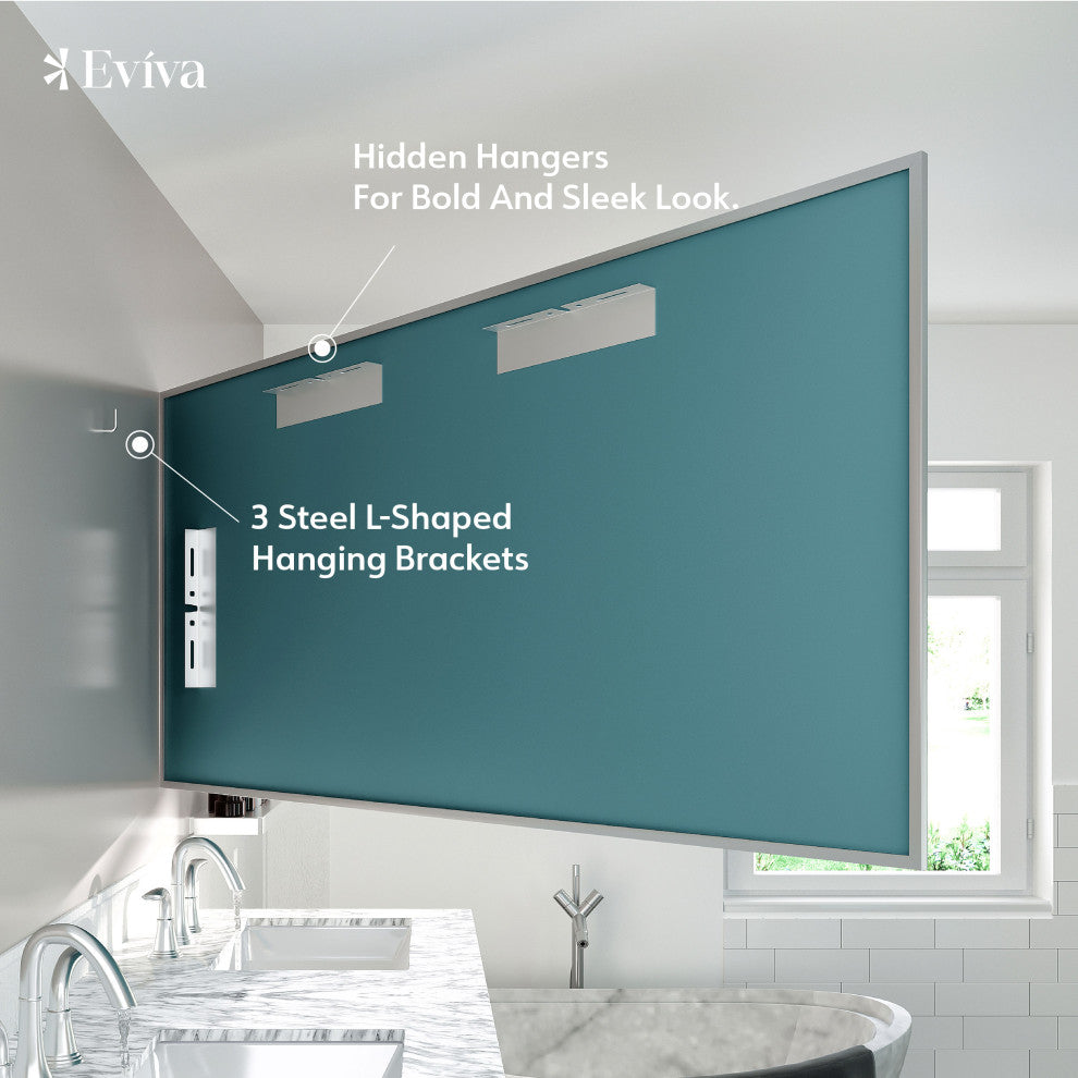 Eviva Sax Rectangular Metal Framed Mirror, 60"