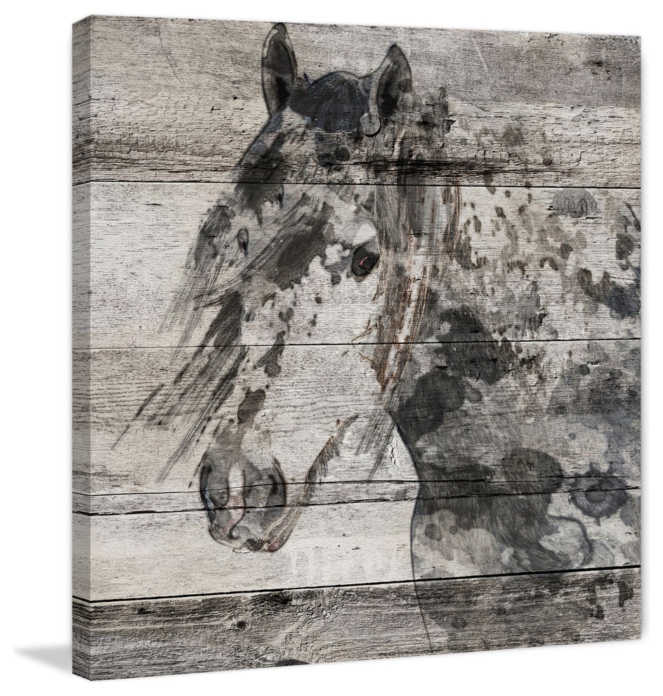 Marmont Hill, "Dark Grey Horse" by Irena Orlov Painting on Wrapped Canvas, 24x24