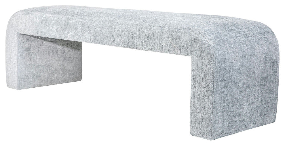 Sophia Modern Luxury Curved Upholstered Jacquard Bench (60W x 18D x 19H) - Blue