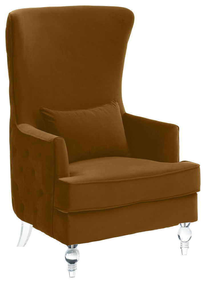 Aubree Chair With Acrylic Legs, Cognac