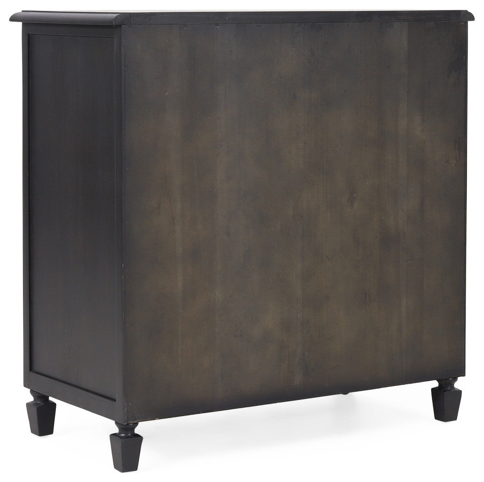Pollards Rustic Acacia Wood and Cane 3 Drawer Dresser, Dark Gray