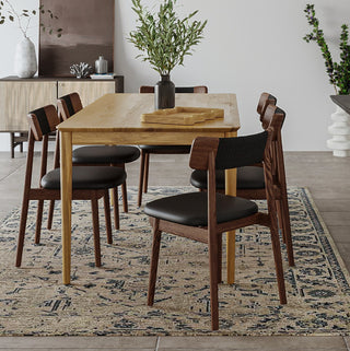 Converse Leather Solid Oak Dining Chair, Mud Brown