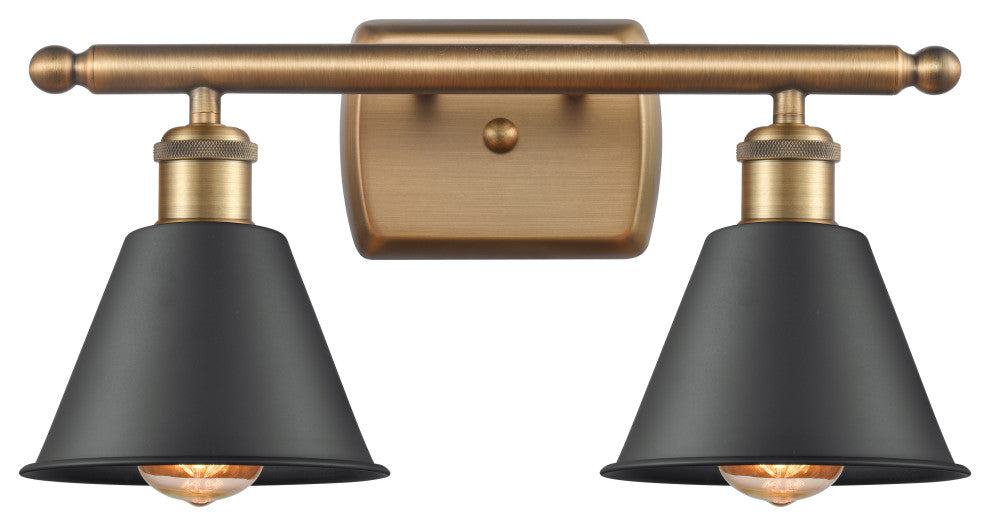 Innovations 516-2W-BB-M8-BK-LED 2-Light Bath Vanity Light, Brushed Brass