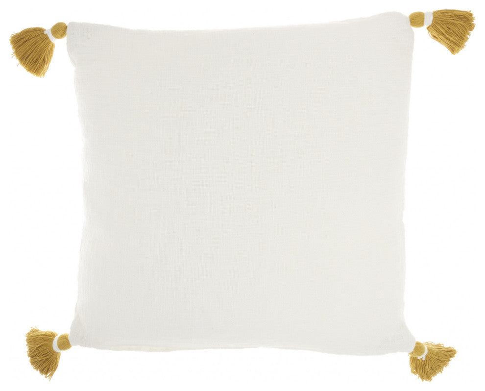 Boho Mustard Cotton Accent Throw Pillow