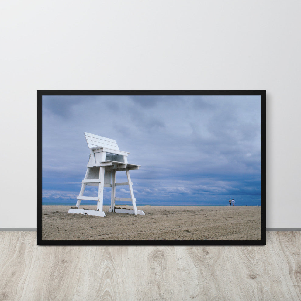 Approaching Storm Landscape Photo Paper Coastal Art Framed Wall Art Print, Black, 24" X 36"