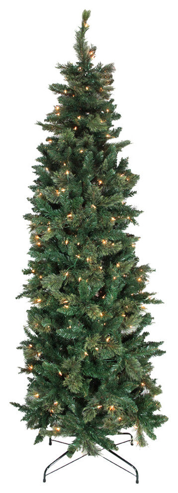 Pre-Lit Cashmere Mixed Pine Pencil Tree 768 Tips 300 Clear Lights, 7'