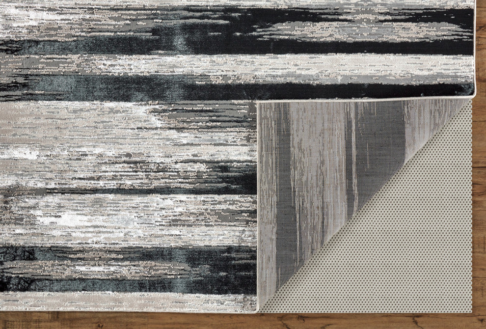 Orin R3338 Modern/Industrial Rug, Black/Silver, 13'x20'