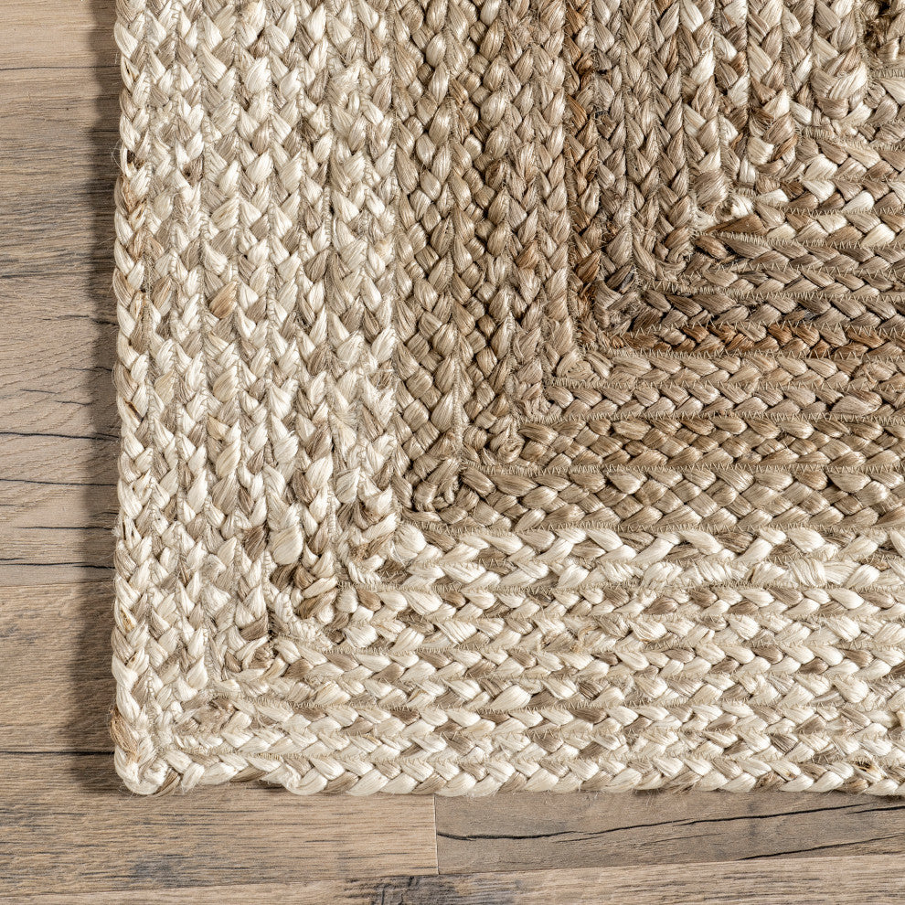 Nuloom Jute & Sisal Charlene Braided Border Area Rug, Natural 3'x5'