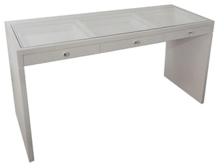 SlayStation Pro Glasstop Premium Vanity Table, Shimmery Silver