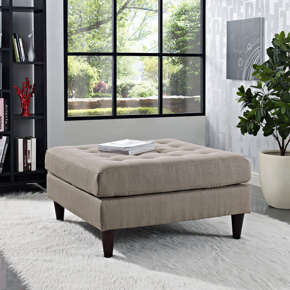 Empress Upholstered Fabric Large Ottoman - Granite