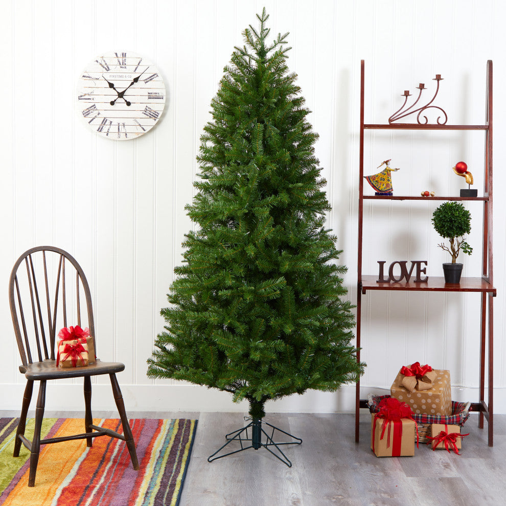 6.5' Vancouver Spruce Faux Xmas Tree W/250 White Lights & 803 Bendable Branches