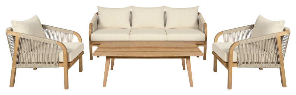 Cypress Outdoor Patio 4-Piece Conversation Set Ivory Olefin Cushions