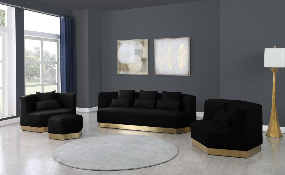 Marquis Velvet Upholstered Set, Black, Sofa