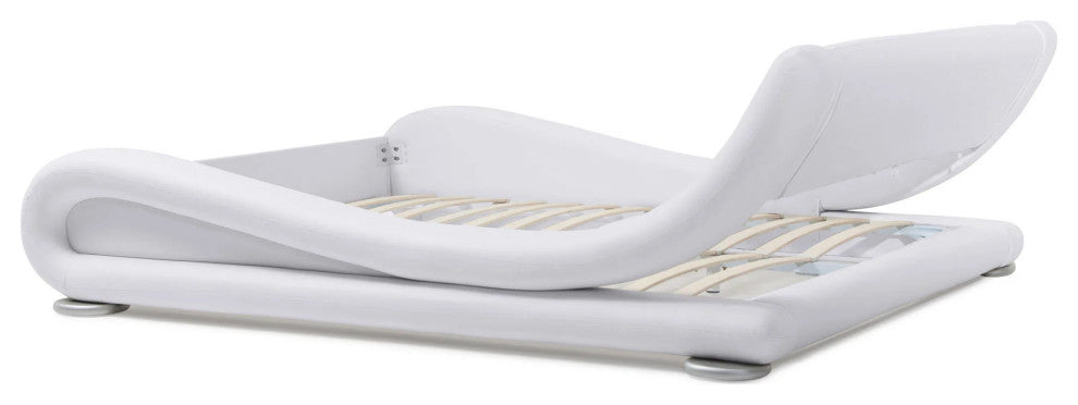 Modern Marlo White Genuine Leather King Size Platform Bed
