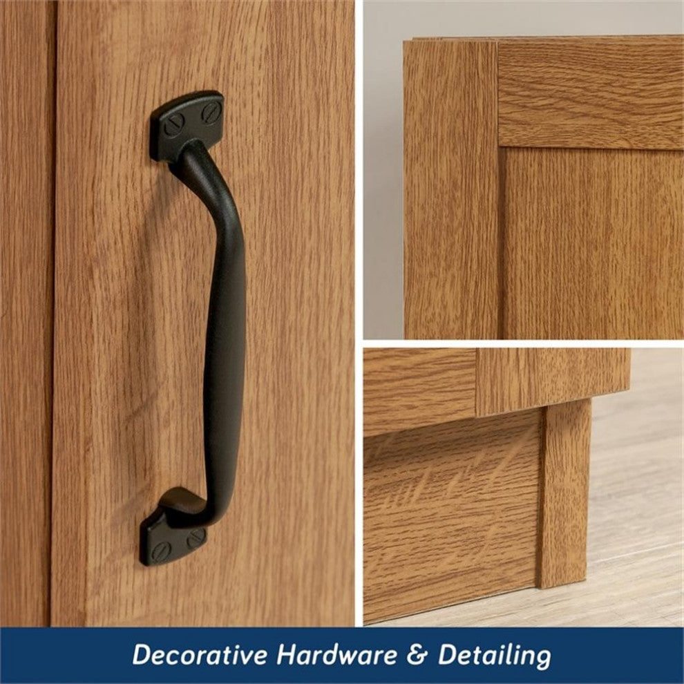 Sauder Engineered Wood Storage Pantry in Highland Oak Finish