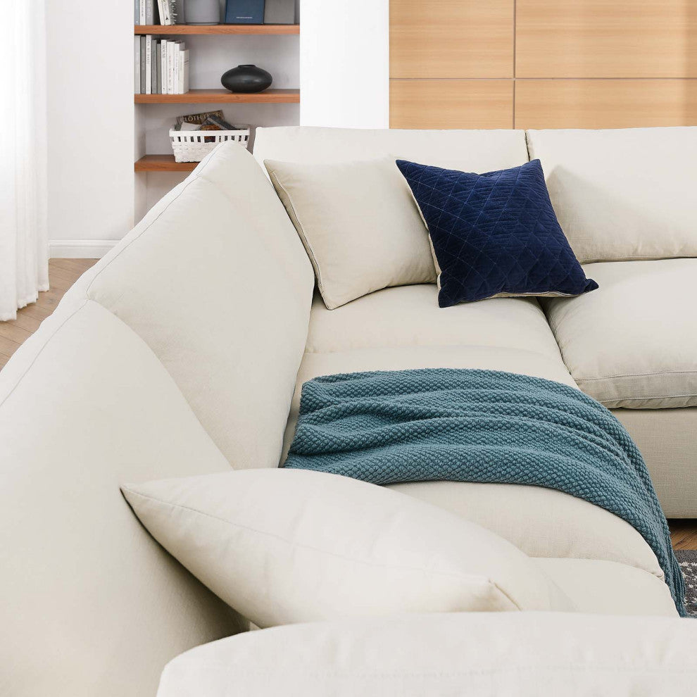Commix Down Filled Overstuffed 6 Piece Sectional Sofa Set, Light Beige