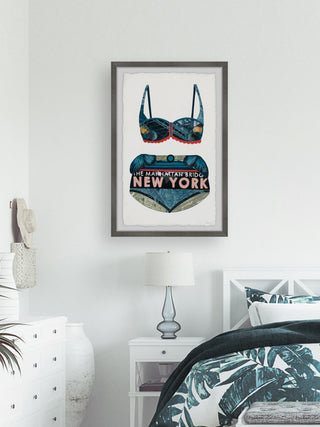"NY Bridge Bikini" Framed Painting Print, 20x30