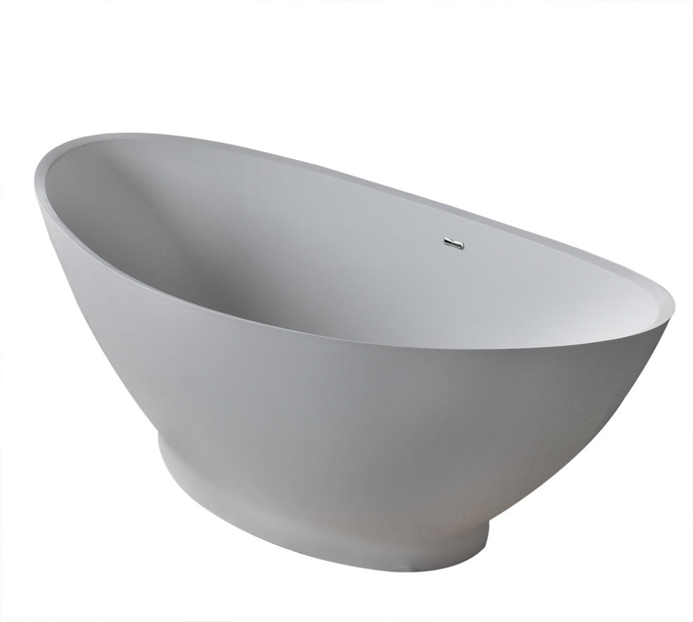 Rimini 34 x 73 Artificial Stone Freestanding Soaker Bathtub with Center Drain