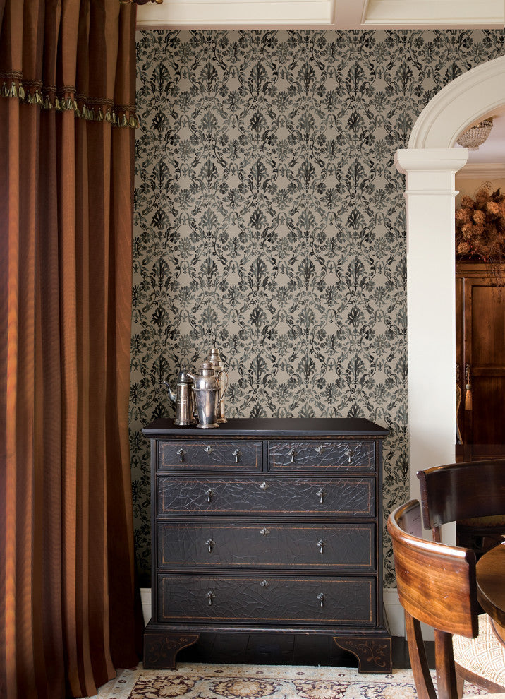 Blooming Damask Taupe Peel and Stick Wallpaper