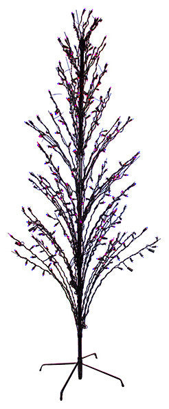 6' LED Lighted Halloween Cascade Twig Tree Outdoor Yard Art Decoration, Purple
