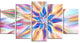 Exotic Dance of Multi Color Petals, Floral Canvas Art Print, 60"x32", 5 Panels