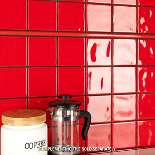 Twist Square Ceramic Mosaic Tile, Red Cherry