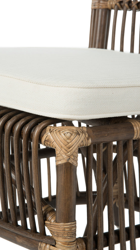 Rattan Loop Edge Dining Chair, Antique Brown, Set of 2, Side Chair
