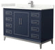 Marlena 48" Dark Blue Single Vanity, Quartz Top, 1-Hole, Nickel Trim
