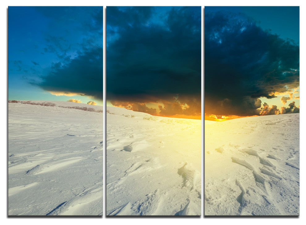 "Sunset Over Snowbound Prairie" Metal Wall Art, 3 Panels, 36"x28"