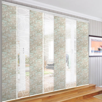 Calisto-Florentina 7-Panel Track Extendable Vertical Blinds 110-153"x94", White Track