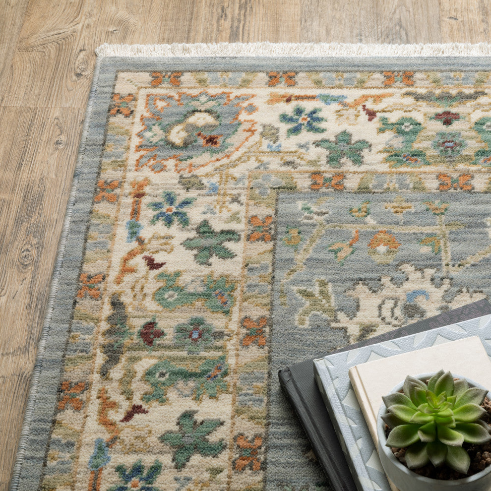 Leoness Oriental Indoor Area Rug, Grey, 2'6" X 12'