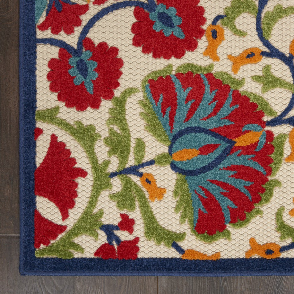 7 x 10' Red and Multicolor Indoor Outdoor Area Rug