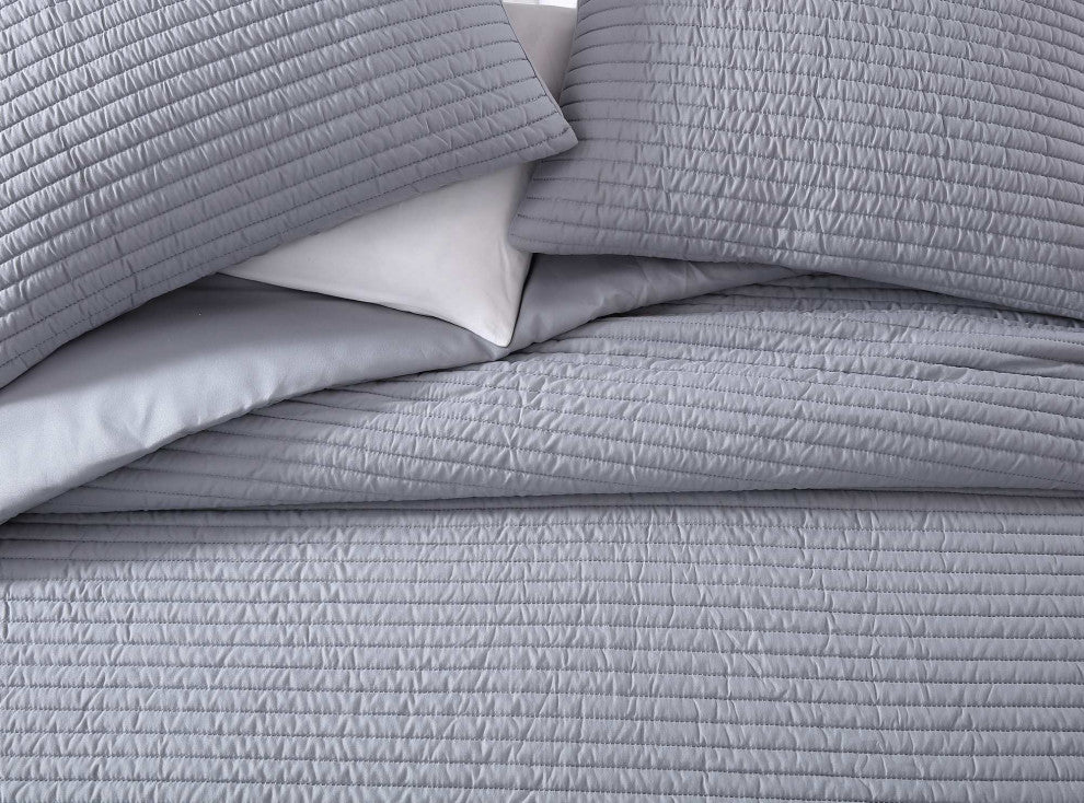 The Nesting Company Palm 3 Piece Comforter Set - Queen - Charcoal