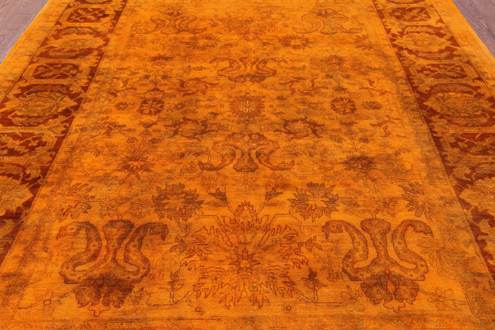 Hand-Knotted Overdyed Full Pile Wool Rug 9' 1" X 12' 3" - HR9747
