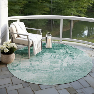 Machine Washable Indoor/Outdoor Chantille ACN1766 Aqua 8' x 8' Round Rug
