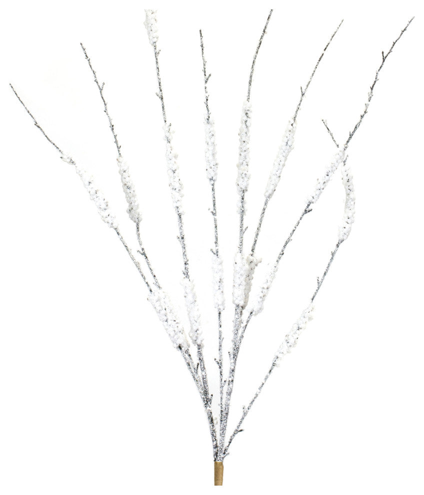 Flocked Tinsel Branch, Set of 12