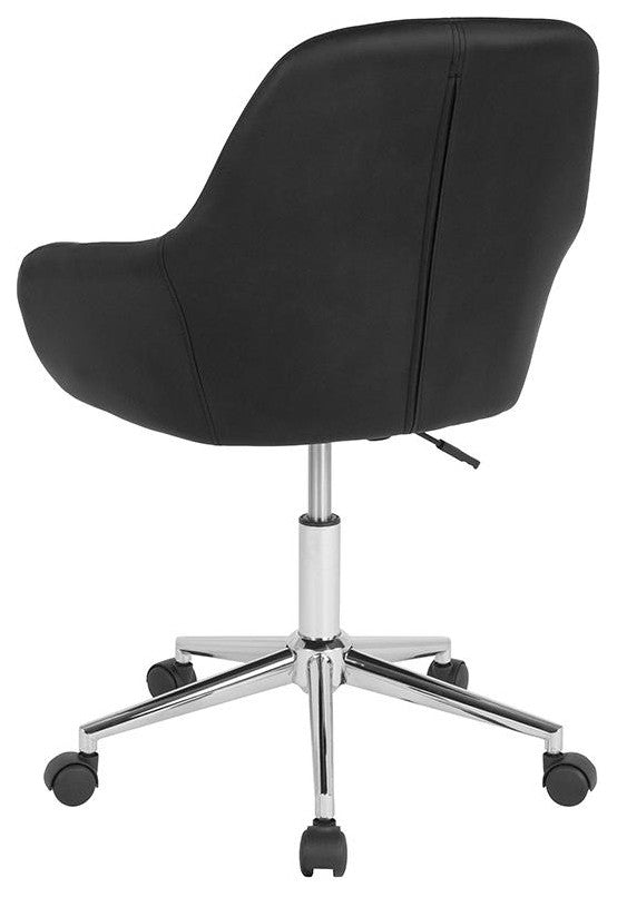 Cortana Home and Office Mid-Back Chair, Black Leather