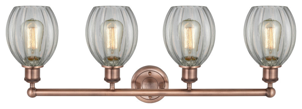 Eaton 4-Light 33" Bath Vanity Light, Antique Copper Finish, Clear Shade