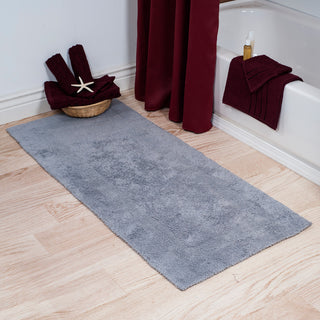Lavish Home 100% Cotton Reversible Long Bath Rug, Silver