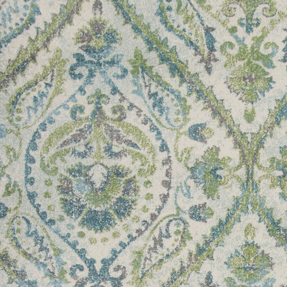HomeRoots 7' x 10' Polypropylene Ivory or Teal Area Rug
