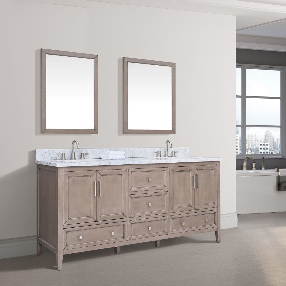 Avanity Everette 72 in. Double Vanity Only in Gray Oak