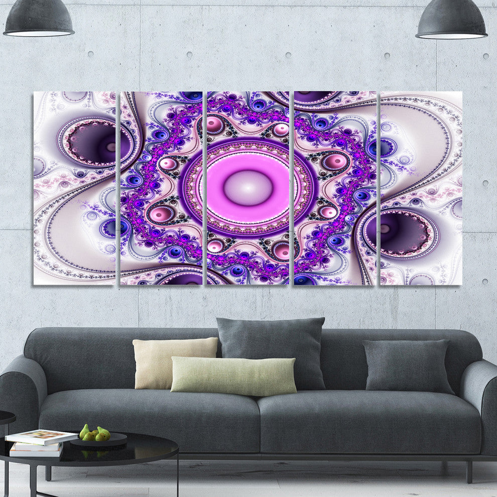 Strange Flower with Wavy Curves, Floral Canvas Art Print, 60"x28", 5 Panels