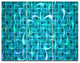 Turquoise Watercolor Fractal Pattern, Abstract Art on Canvas, 36x28, 3 Panels