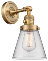 Small Cone 1-Light LED Sconce, Brushed Brass, Glass: Clear