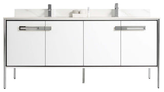 Oakville Bath Vanity, Ceramic Sink, White Matte, 72 Inch, Chrome Hardware