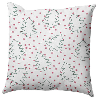 Tree Outlines Accent Pillow, Christmas Pink, 16"x16"