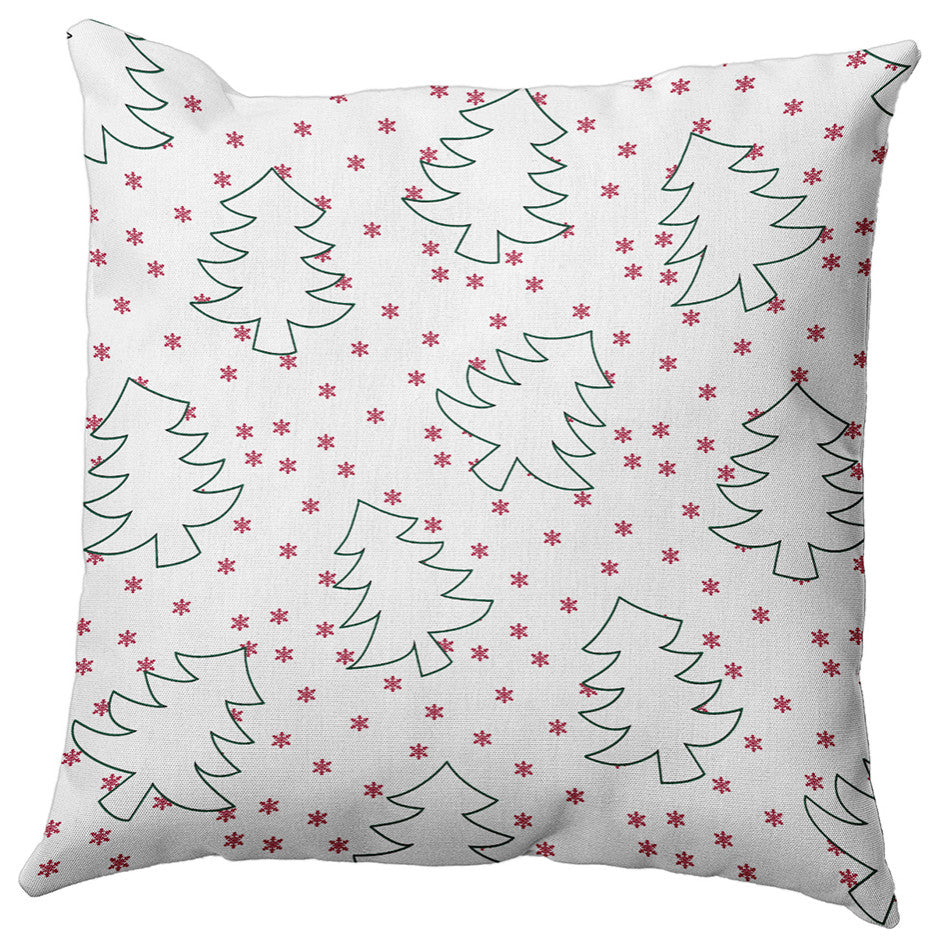 Tree Outlines Accent Pillow, Christmas Pink, 16"x16"