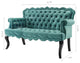 Modern Designer Lounge Loveseat Settee Sofa, Velvet Fabric, Aqua Blue