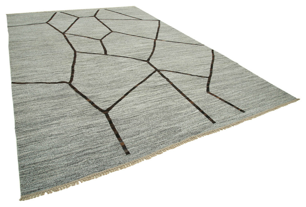 Rug N Carpet - Handmade Turkish 9' 10'' x 14' 8'' Modern Design Wool Kilim Rug