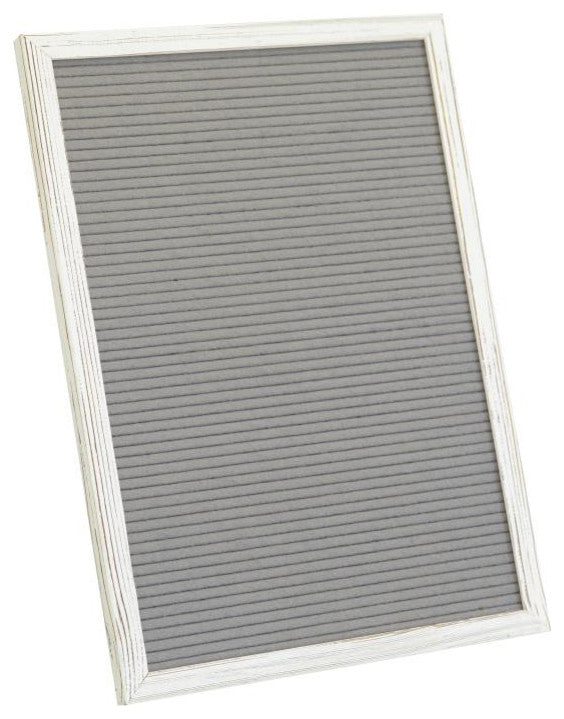 Gracie Felt Letter Board with Wooden Frame Set with Canvas Carrying Case, White Wash/Gray, 12x17
